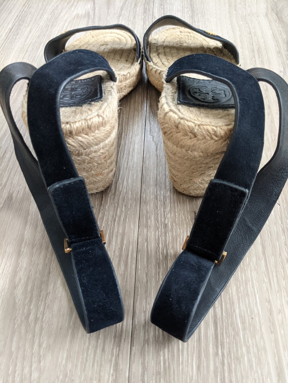 TORY BURCH Nevy blue Suede Espadrille Sandals with Jute Sole - Picture 5 of 12
